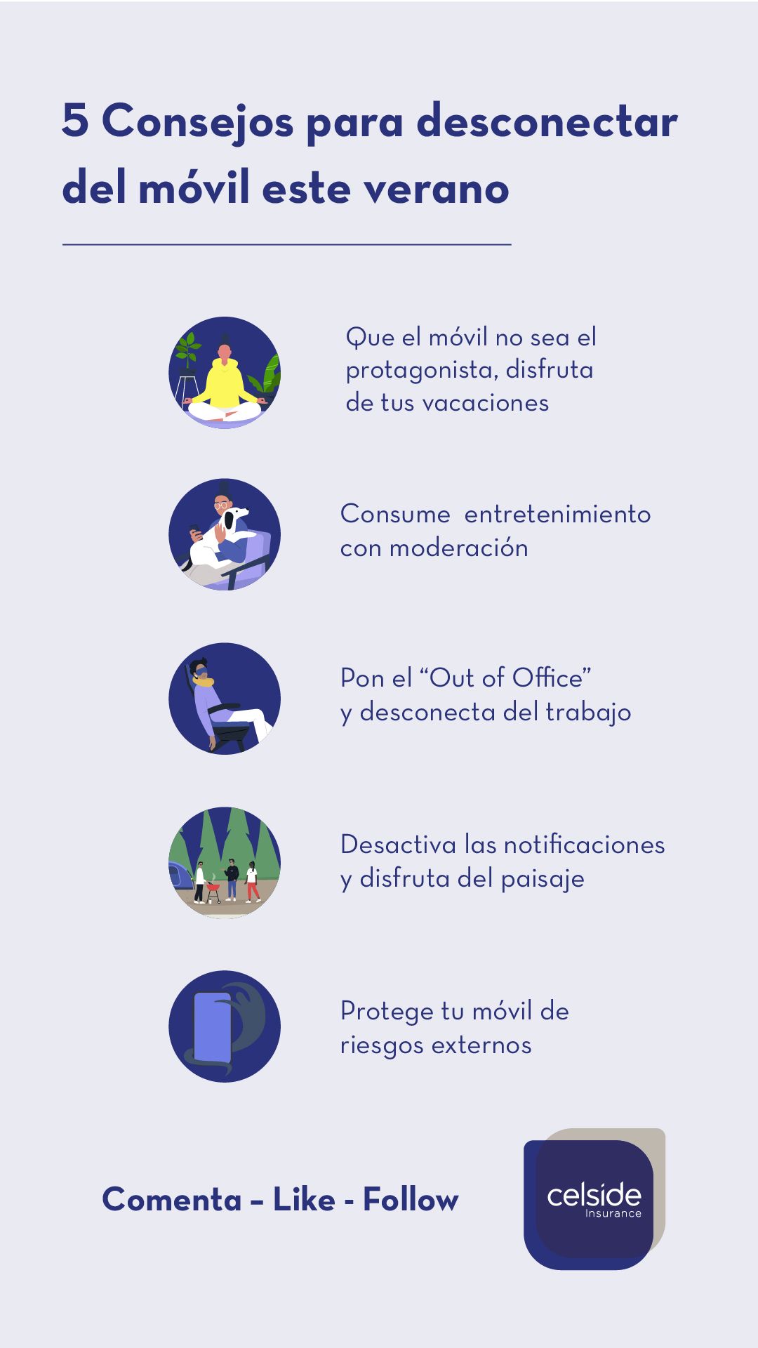 Celside Insurance da consejos para una adecuada (des)conexión a los dispositivos móviles este verano